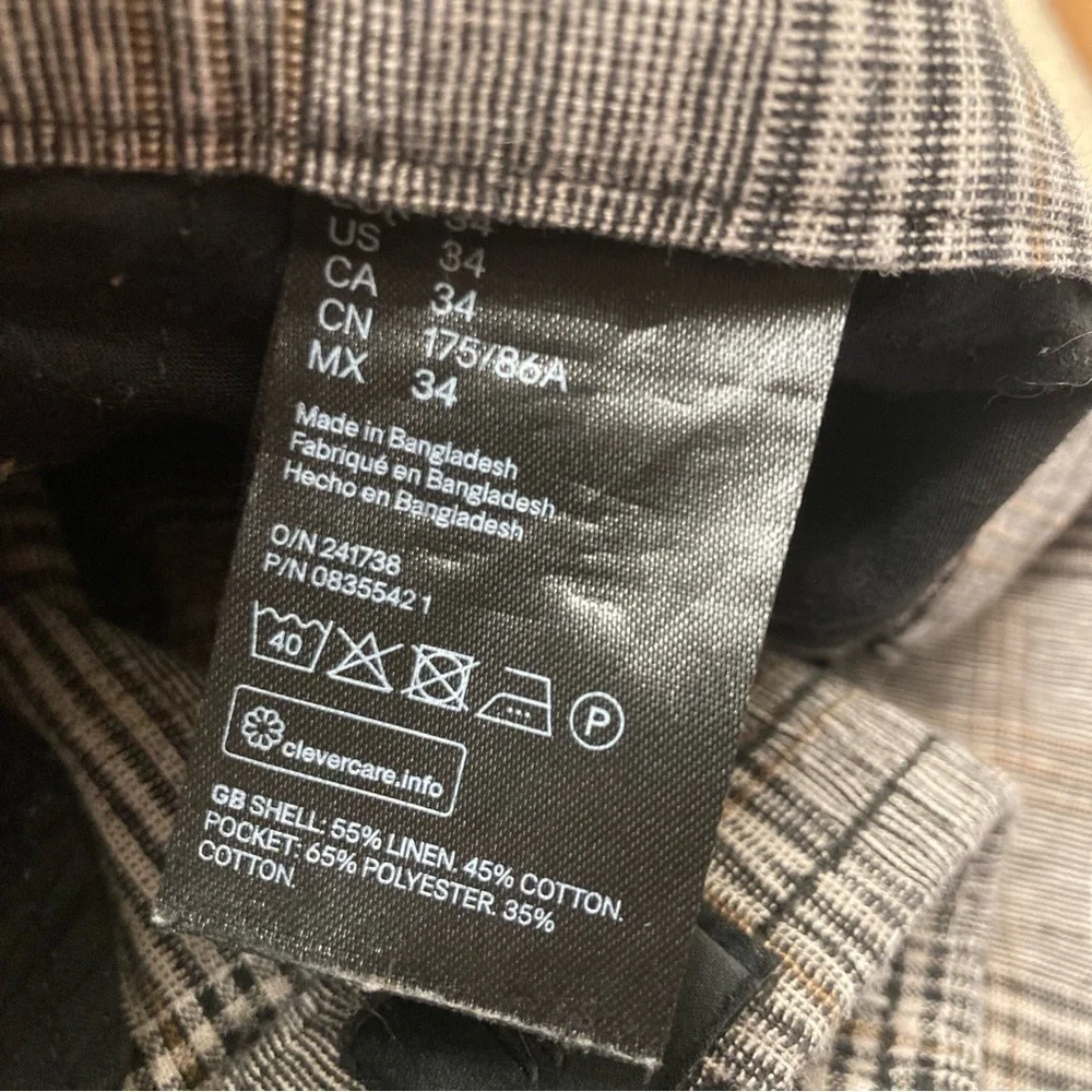 3/$20 H&M Linen Blend Skinny Fit Cropped Plaid Pants Autumn Business Women’s 34